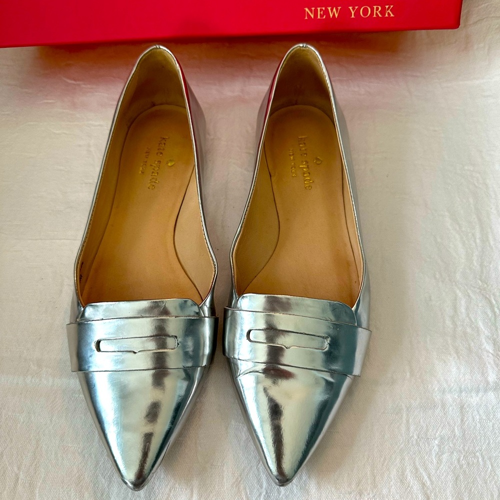 Kate Spade Silver Soft Metallic Flats
